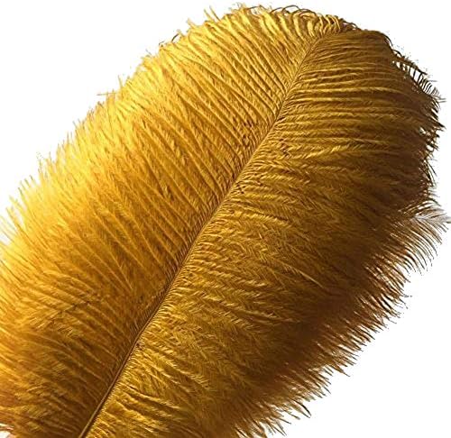 CENFRY 100pcs Ostrich Feathers 12-14inch Plumes for Wedding Centerpieces Home Decoration (Gold)