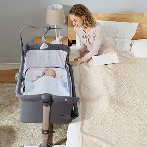 BABY JOY Baby Bassinet, Height Adjustable Portable Bassinet Crib w