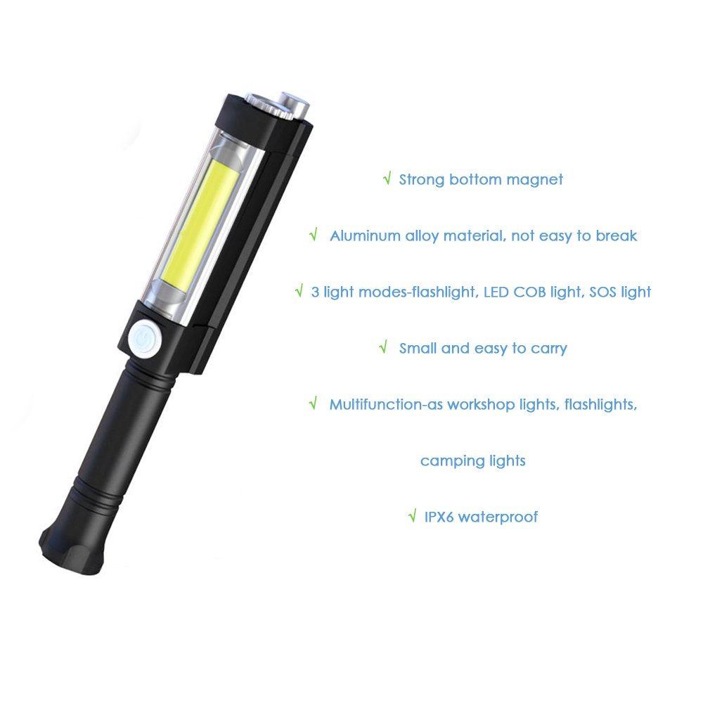LED Arbeitsleuchte Werkstattlampe Inspektionsleuchten COB LED Taschenlampe mit Magnetfuß Magnet Teleskopstange 3 Leucht-Modi MEHRWEG