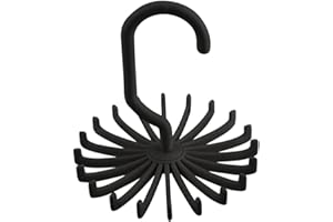 Tie Rack, 360° Rotatable Tie Hanger with 20 Hook Belt Hanger Adjustable Tie Organizer for Men Women Closet(Black)