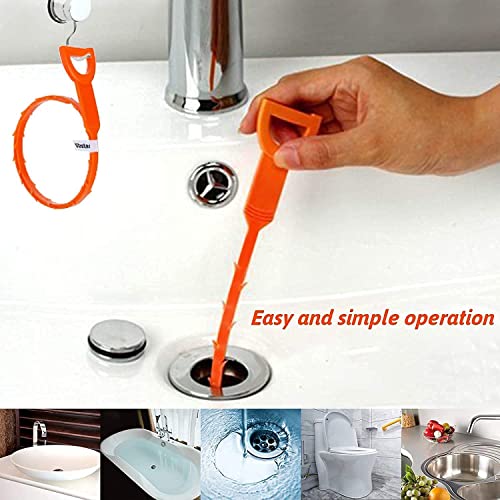 Vastar 4 Pack 19.6 Inch Drain Snake Hair Drain Clog Remover Cleaning