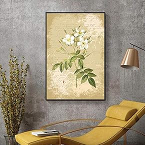 Floating Framed for Living Room Bedroom Retro Flower for