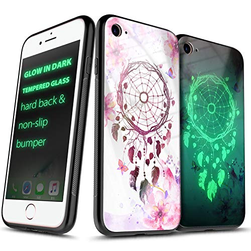 iPhone 8 Case, iPhone 7 / iPhone 6S / iPhone 6 Case (4.7 inch), NageBee Tempered Glass Hard Back [Glow in Dark] Anti-Scratch Shock Proof Ultra Slim Non-Slip Bumper Cover Cute Case -Dream Catcher