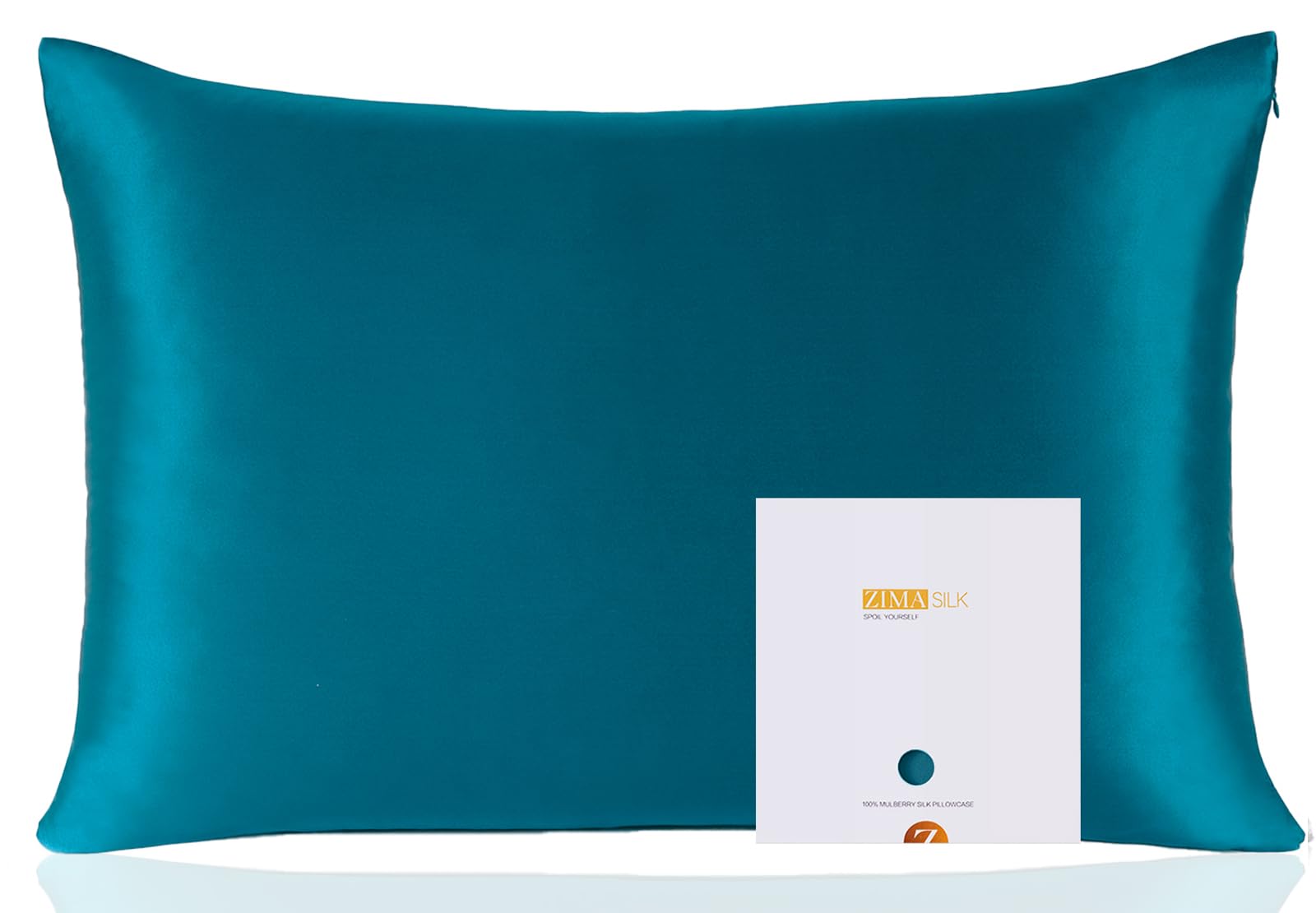 ZIMASILK 100% Mulberry Silk Pillowcase for Hair and Skin Health, Soft & Smooth, Both Sides Premium Grade 6A Silk, 600 Thread Count, with Hidden Zipper, 1pc (Standard 50x75 cm, Peacock Blue) — image 1
