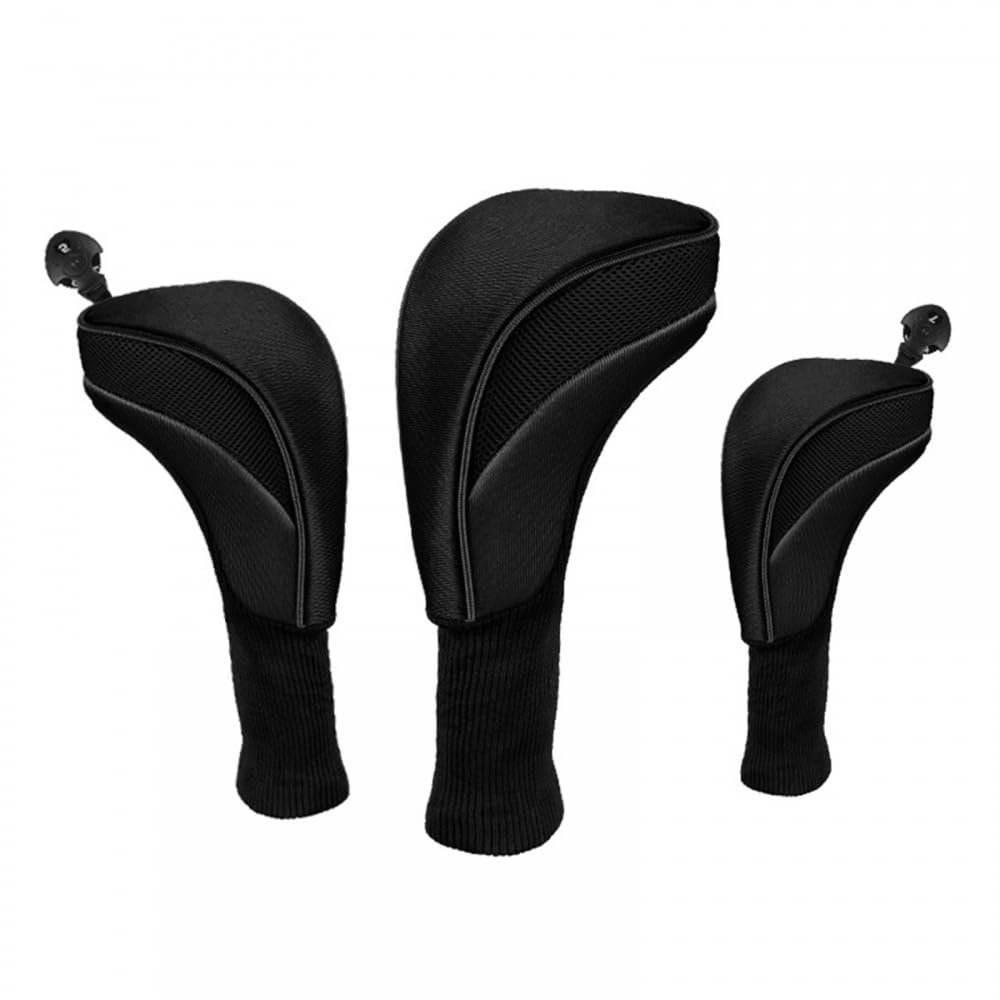 3PCS Golf Clubs Head Covers, Long Neck Nylon Golf Headcovers Protector with Interchangeable No.Tag 1 2 3 4 5 6 7 X for Wood Club