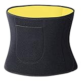 DODOING Waist Trimmer for Men & Women Abdominal Trainer Neoprene Sauna Sweat Band Slimming Belt for Weight Loss Wrap Waist Trainer Corset Belly Fat Burning Belt with Pocket