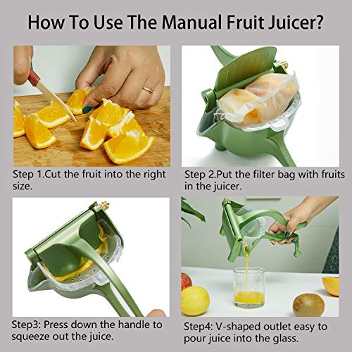 Manual Fruit Juicer With Detachable Liner Hand Press Teflon Fruit