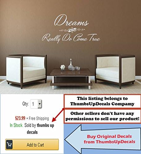 Wall Decals Quotes - Dreams Really Do Comes True Quote Decal Wall Vinyl Sticker Bedroom Home Decor Wall Mural Nursery Art Dorm aa77