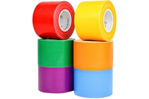 SIKEDEPRO Rainbow Colored Duct Tape 6 Pack,15 Yards x 2 Inch Heavy Duty Rainbow Waterproof Colored Tape Variety Pack,Tear by Hand,Great for Packaging, Arts & Crafts and DIY