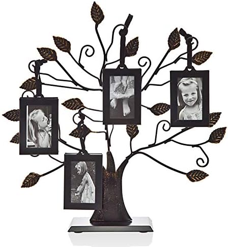 Philip Whitney Metal Family Tree Picture Frames With 4 Hanging Photo Frames, Medium