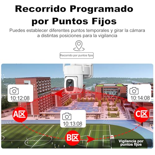 HJDWQN Solar Camara de Seguridad WiFi Exterior, 2.4G 4K HD Cámara para Exteriores Inalámbrica, Alimentado por Energía Solar, Cámara de Seguridad Solar con Visión Nocturna y Audio Bidireccional