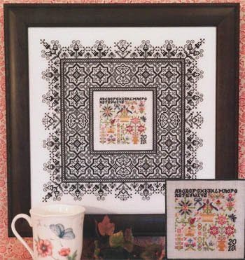 Black Lace Sampler Cross Stitch Chart and Free Embellishment Pamphlet – 1956