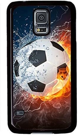 Soccer Ball In Water And Fire Theme Case for Samsung Galaxy S5 i9600 PC Material Black