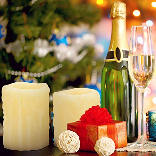 Cream Flickering Flameless Unscented LED Candles with Realistic Melted Wax Drip for Decoration (Set of 3)