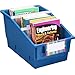 Really Good Stuff Large Plastic Labeled Book and Organizer Bin for Classroom or Home Use – Sturdy Plastic Book Bins in Fun Royal Colors – (Set of 4)