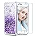 Maxdara iPhone 8 Case, iPhone 7 Glitter Liquid Women Case Tempered Glass Screen Protector Floating Bling Sparkle Luxury Pretty Protective Girls Case iPhone 6 6s 7 8 4.7 inches (Purple)