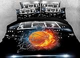 Luckey1 Basketball Print 3D Bedding Sets Full Size for Teen Boys,Cotton Duvet/Comforter Cover Bedding Sets Full 4 Pieces,1 Duvet Cover,1 Flat Sheet,2 Pillowcases (Full, Style-4)