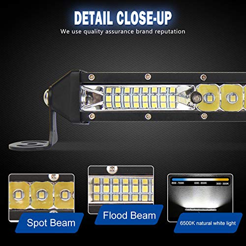 Led Light Bar 20 Inch Ultra-thin Spot Flood Combo Driving Light Ultra-thin Off Road Lights Single Row Light Bar Super Slim Led Bar for Truck ATV, UTV, SUV, Cars BraveWAY(9610B-20INCH) - Thumbnail 5