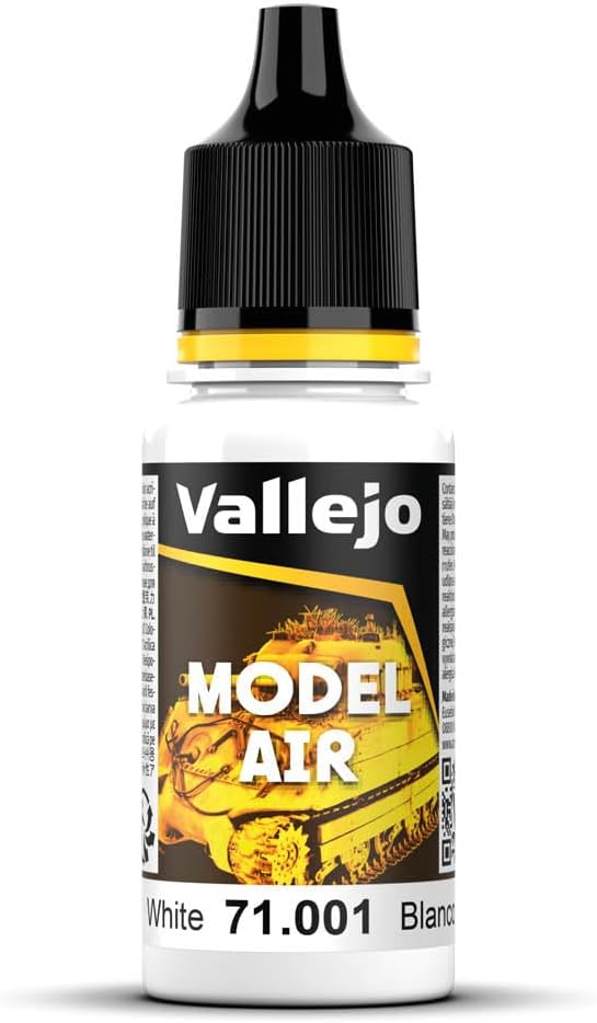 Vallejo Model Air White 17 ml Acrylic Paint Eyedropper Bottle Non-Toxic