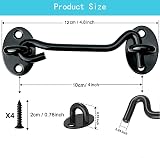 Himtop 1PC Stainless Steel Cabin Hook and Eye Lock 4 Inch Latch Black view 2