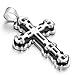 MENDINO Mens Biker Heavy Large Cross Stainless Steel Pendant Necklace with 22 inches Chain