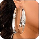 Hoop Earrings for Women Wide Hoop Earrings Large Big Flat Huggie Hoops Earrings Trendy Chunky Hoops Earrings Statement Earrings Jewelry for Women