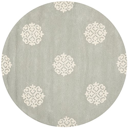Safavieh Soho Collection SOH724C Handmade Grey and Ivory Premium Wool Round Area Rug (4' Diameter)