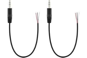 Fancasee 2 Pack Replacement 3.5mm Male Plug to Bare Wire Open End TRS 3 Pole Stereo 1/8" 3.5mm Plug Jack Connector Audio Cable for Headphone Headset Earphone Cable Repair