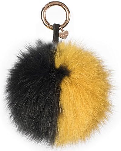 MONICA REA Hand-Made Fox Fur PomPom Keychain Tote Bag Charm Fur Ball Accessory