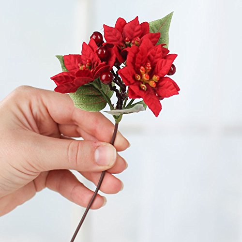 Factory Direct Craft Group of 12 Petite and Charming Artificial Poinsettia Picks for Holiday and Home Decor