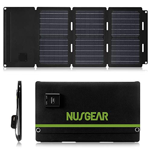 NusGear 30W Foldable Solar Panel Charger, 2 Output Ports Solar Charger