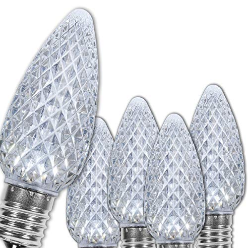 25 Pack OptiCore LED C9 Cool White Christmas Light Bulbs 0.84W