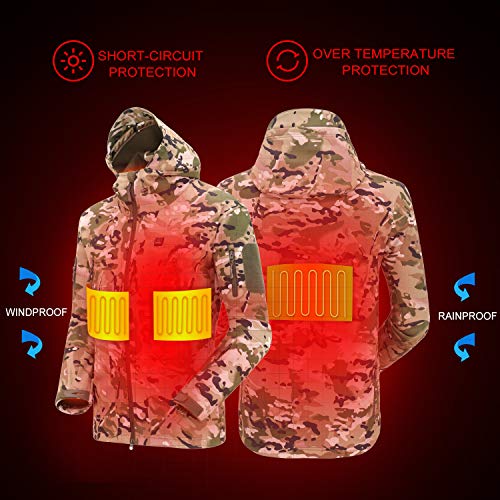 DEWBU Heated Jacket Outdoor Soft Shell Heating Clothing with 7.4V Battery Pack