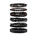 Milakoo 10 Pcs Braided Leather Bracelets Men Women Wooden Beaded Bracelets Wrap Adjustable