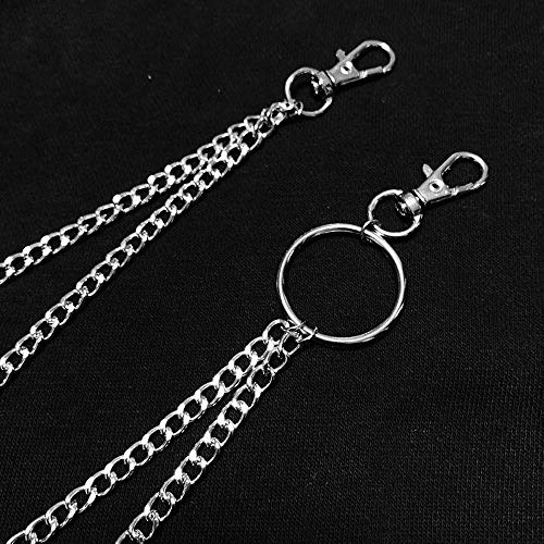 Juland Alloy Wallet Chain Hip Hop Key Chain Biker Trucker Keychain Waist Jeans Chain Motorcyle Punk Pants Trousers Gothic Rock Pocket Double Chain with 2 Lobster Clasp and Keyring