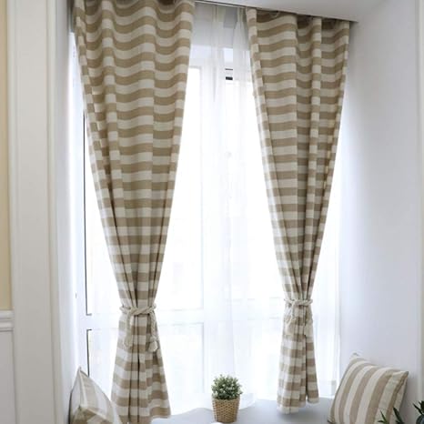 Curtains Double Sided Yarn Dyed Cotton Striped Study Bay Window