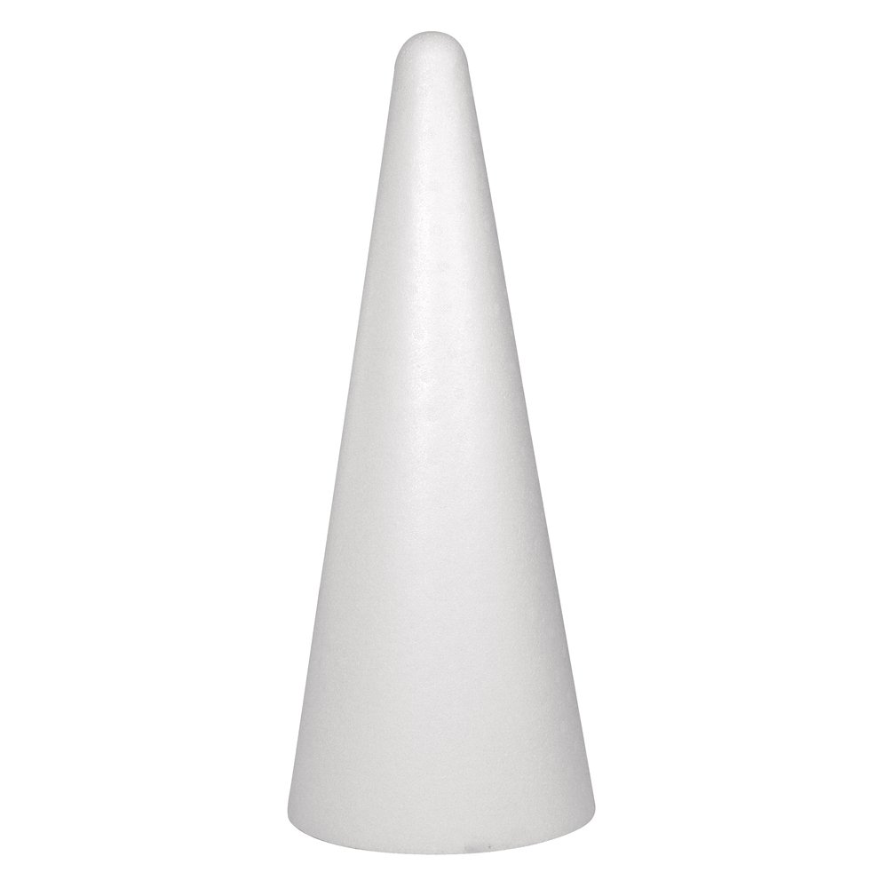 Rayher Polystyrene Cone for Crafts, Large Polystyrene Craft Cone for Decorating and DIY Craft, Height 50cm, white, 3003800