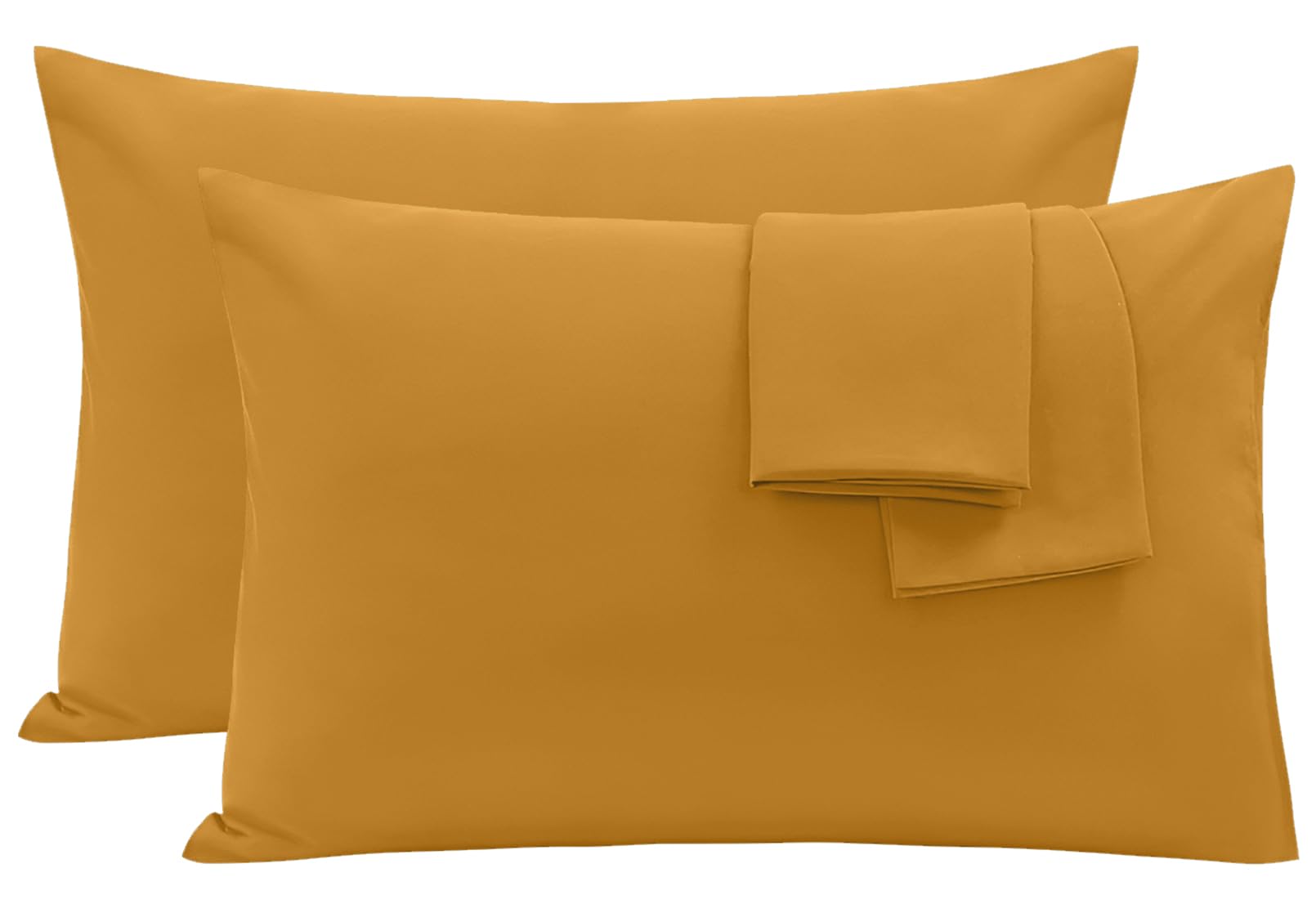 Oxford Homeware Ochre Pillow Cases 2 Pack Brushed Microfiber – Standard Pillowcases Fade Resistant Pillow Cover Envelope Closure Pillow Covers (50 x 75 cm)
