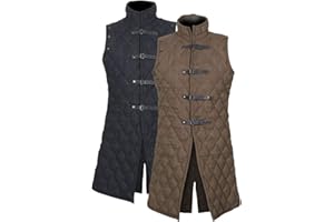 AnNafi Gambeson Coat Aketon Jacket Armor, Costumes Dress SCA Medieval Thick Padded Full Length