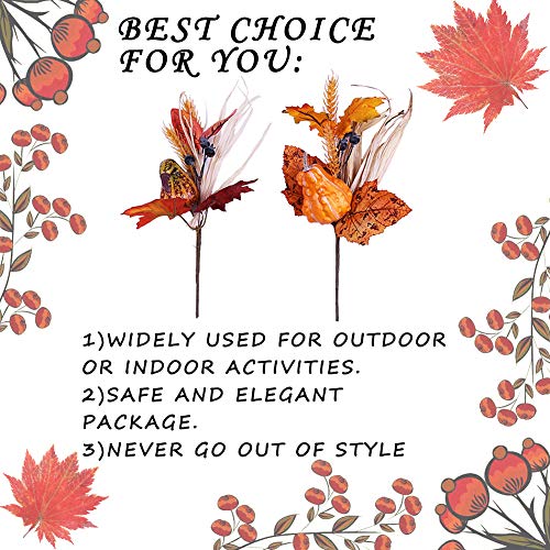 Valery Madelyn Fall Decorations, 4 Packs Fall Artificial Picks with Gourd and Leaf for Home Decor, Harvest Decor,Crafting and Displaying - Thumbnail 3