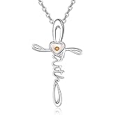 TANGPOET Faith Cross Necklace for Women 925 Sterling Silver Faith of A Mustard Seed Pendant Christian Religious Jewelry Gifts for Birthday Mothers Day Christmas