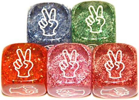 Rock Paper Scissors Transparent Gambling Game Drinking Decider Dice Set of 5 ( Yugioh, Pokemon, Magic)