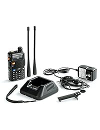BTECH UV 5X3 Radio VHF de 5 correas de 5 vatios, 1.25M, UHF, Amateur (jamón), Incluye antena de correa dual, Antena 220, Auricular, Cargador y más