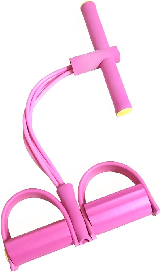 AINAAN 4-Tube Elastic Sit Up Pull Rope with Foot Pedal Abdominal Exerciser Equipment Fitness, 2019, Pink