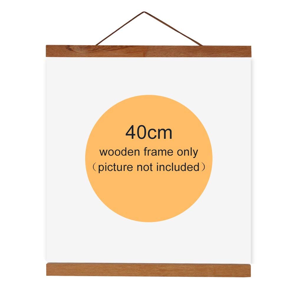 Yosoo Magnetic Wooden Photo Frame Natural Wood Frame Picture Poster Artwork Canvas Hanger For Home Decoration Wall Teak Wood (Size : 40cm)