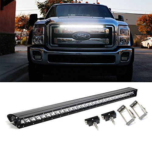 iJDMTOY 30" 150W Single Row CREE LED Light Bars w/ Grille Mount Brackets & Switch Relay Wires For 2011-2016 Ford F-250 F-350 Super Duty