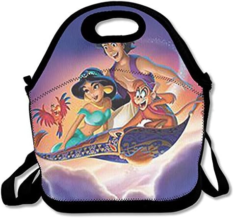 Xyou Neoprene Lunch ToteAdjustable Shoulder Strap Aladdin Lamp Carrying Gourmet Lunchbox Container,Reusable Insulated Waterproof School Picnic