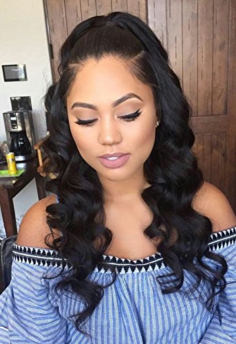 Echo Beauty 130% Density Loose Curly Human Hair Lace Front Wigs Brazilian Loose Wave Wig with Baby Hair for Black Women Natural Color 12inch