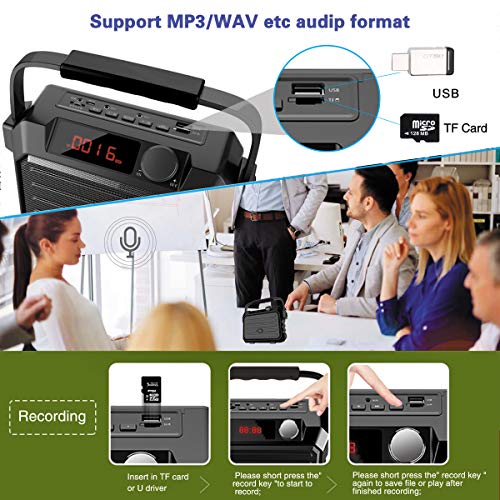 W WINBRIDGE Wireless PA System Portable, Voice Amplifier, Speaker with Microphone Bluetooth 30W Rechargable Sound System Life Saver Small Lightweigh WBH5