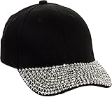 Crystal Case Studded Rhinestone Brim Adjustable Baseball Cap Hat (Black)